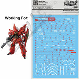 for MG 1/100 Sinanju ver ka OVA DL Model WaterSlide precut Decal Sticker MSN-06S Model