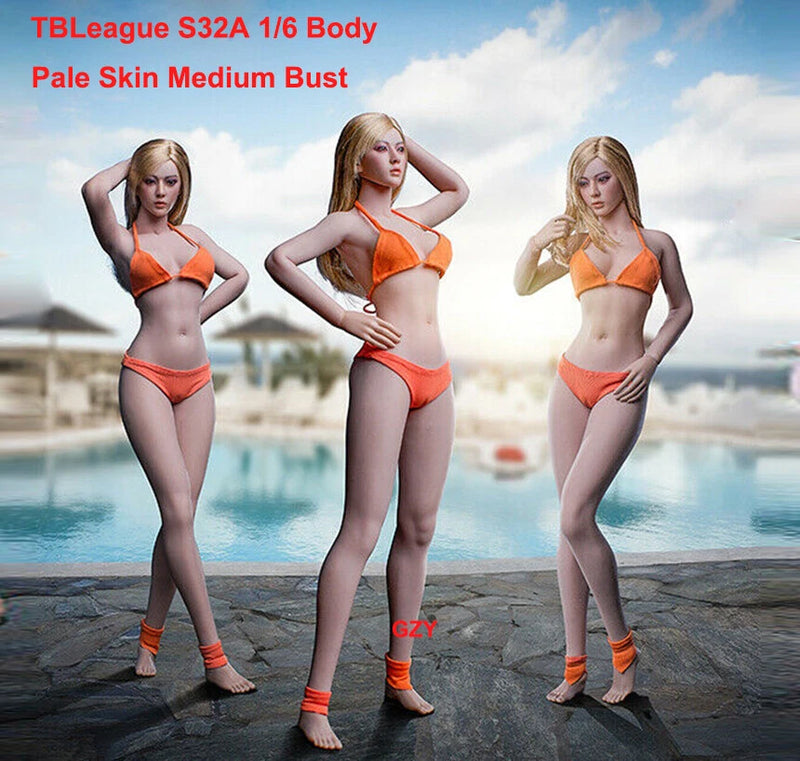 TBLeague 1/6 Female Body Model S32A Flexible Pale Skin Medium Breasted Body Toy Model
