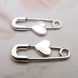 BULK 100Pcs Heart Pin Charms DIY Jewelry Making Pendant Antique Silver Charms