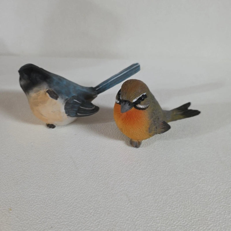 Bird Figurines Colorful Resin Realistic Carved Look 4-5 inch Lot of 2 Model