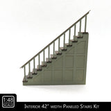 1:48 Scale 42" Interior Paneled Staircase Kit (unpainted wood) PNWM Model