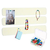 3Pcs Self-Adhesive Felt Bulletin Board Bar Strip with Push Pins, Light Yellow Model