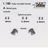 for MG 1/100 Heavyarms Unassembled Model Metallic Gray Action Hand Palm A +Joint Model