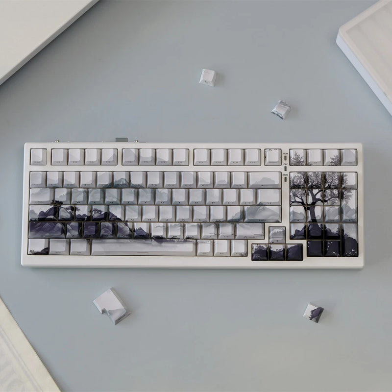 Ink Wash Art Keycaps Cherry Profile Side Print Shine Through Dye-subs PBT Keycap Model