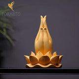 Buxus Wood Buddha Hand Lotus Statue Praying Palm Carving Ornament Model