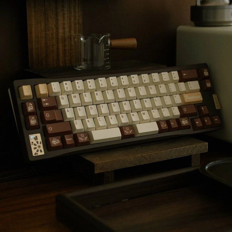Brown White Chocolate Tiramisu Cherry Profile Dye-subs PBT Keycap Set Model