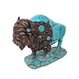 Majestic Turquoise Buffalo Figurine ¨C Rustic Western Resin Bison Home Decor Model