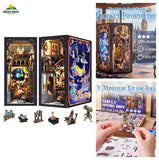 Wooden Book Nook Kit LED Light 3D Puzzle for Teens Adults Home Decor Model