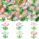 48pcs Acrylic Floral Pendants Spring Theme Flower Dangle Charms for DIY Making Charms