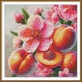 Counted cross stitch kit DIY unprinted canvas PEACHES WITH FLOWERS needle 2352 Model
