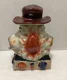 Vintage Staffordshire Two Face Anamorphic Dog Cigar Smoking Ceramic Display Model