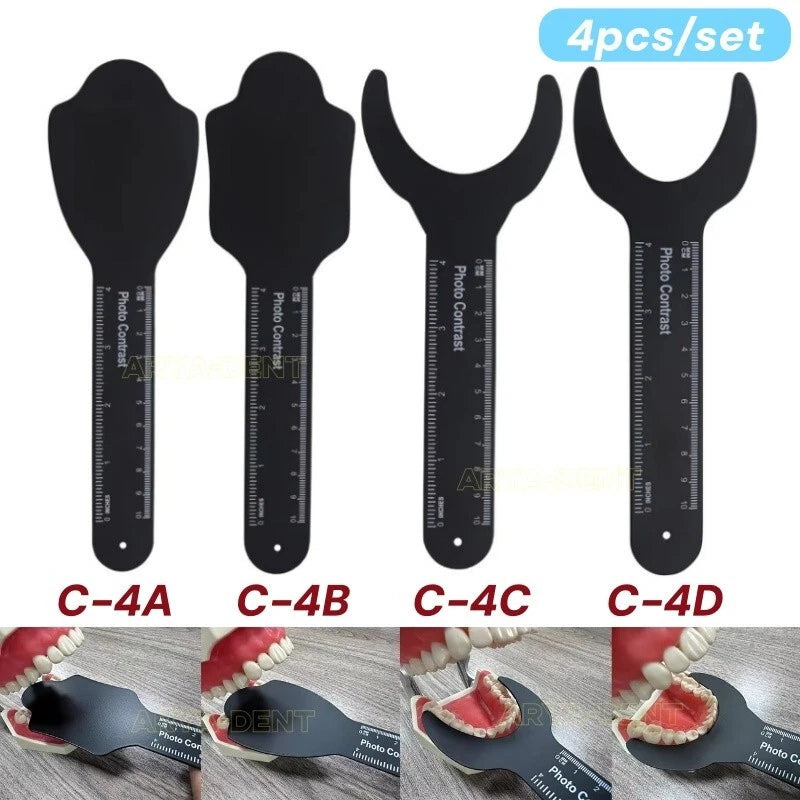 4pcs/Set Dental Black Background Board Photography Oral Photo Contrast Mirror Model