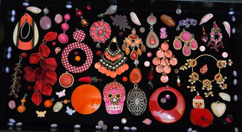 Vintage Lot Of Pendants Charms For Crafts Beads Jewelry Making Red Pink Orange Charms