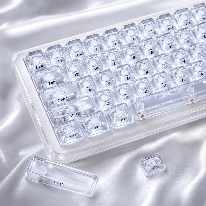 Ice Clear ASA Profile Transparent Shine Through Keycaps Set 126 Keys Set Model