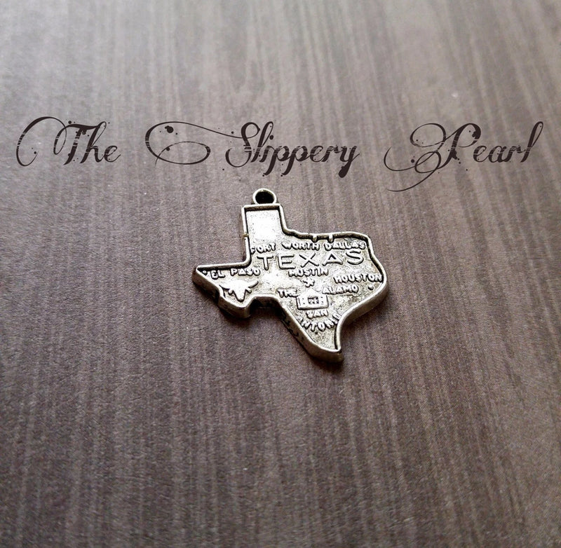 2 Texas Charms Pendants State of Texas Highly Detailed Lone Star State Silver Charms