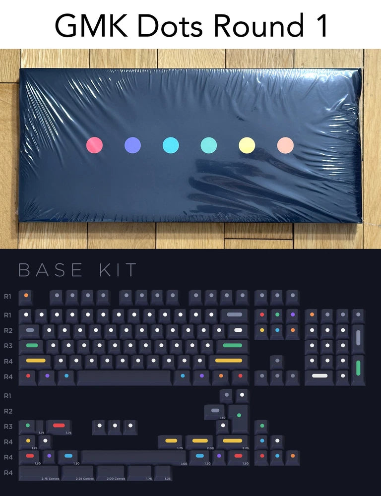 NEW GMK Dots Dark R1 ROUND 1 Base Kit Set Keycap Set Keyset Cherry MX Keyboard Model