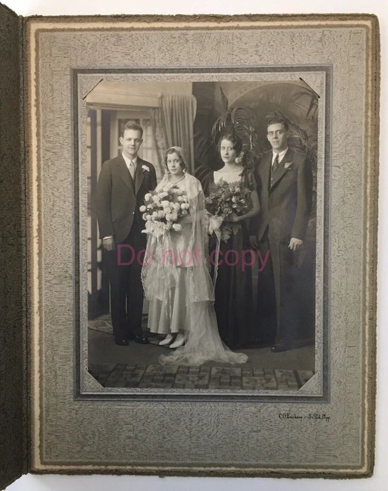 Photo on Board Folder Wedding Party Portrait C.O. Erickson St. Paul Minnesota Model