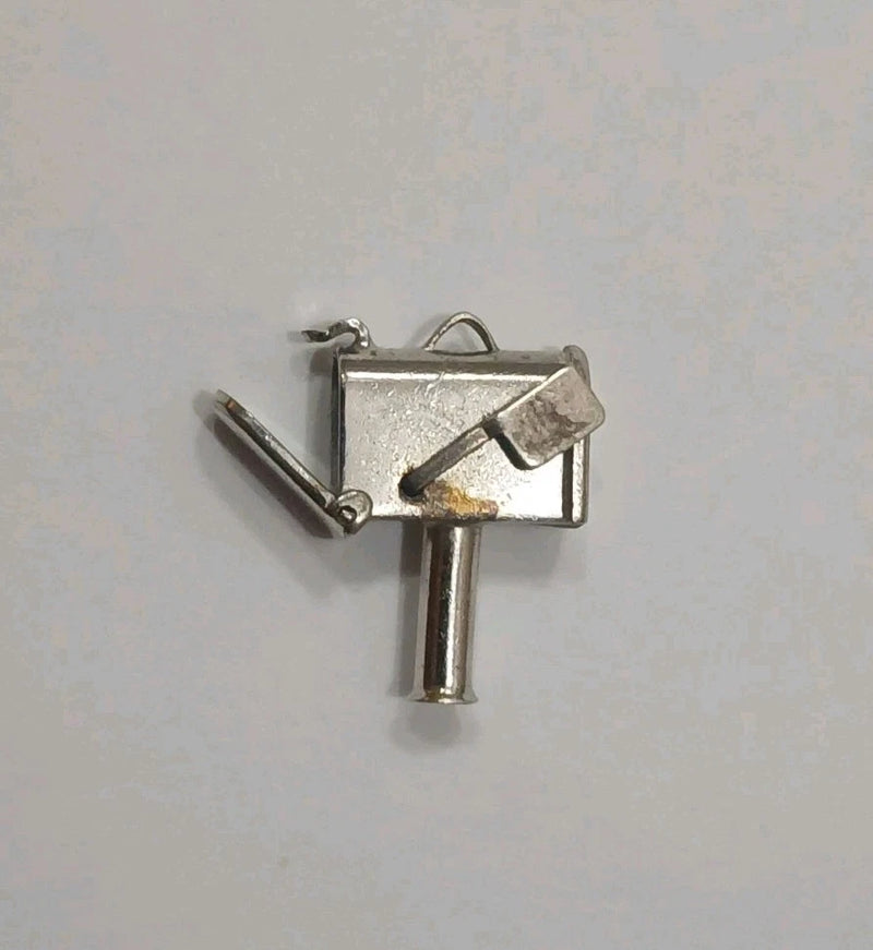 Vtg. Articulated Sterling Silver Charm Rural Mailbox With Moving Flag, Box Opens Charms