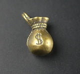 Brass Money Bag Pendant Keychain Statue Small Sculpture Figurine Home Decor Gift Model
