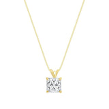 1 Ct E/VVS Princess Lab Created Grown Diamond 14K Yellow Gold Pendant Necklace Charms