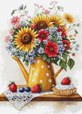 DIY Needlepoint Kit Summer flowers Cross-Stitch Craft Set for Home Model