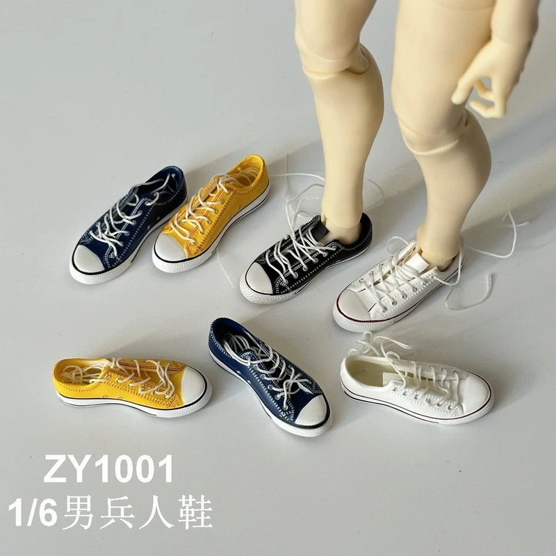 1/6 Scale Male Plastic Canvas Lace-up Shoes Model Fit 12'' Action Figure Toy Model