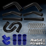 UNIVERSAL 3.0" 8PC BLACK ALUMINUM FMIC DIY TURBO U PIPING KIT w/ BLUE COUPLERS Model