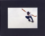 .. 8X10" Matted Print Skateboarding Art Picture, Young Man Flying on Skate Board Model