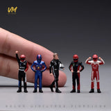 Miniature Figure Scene Prop 1/64 Five Racing Drivers Diorama Resin Sculpt Model Model