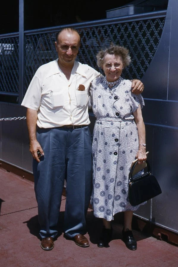 Kodak 35mm Slide1950s Kodachrome Man and Woman on Dock to board Cruise Model