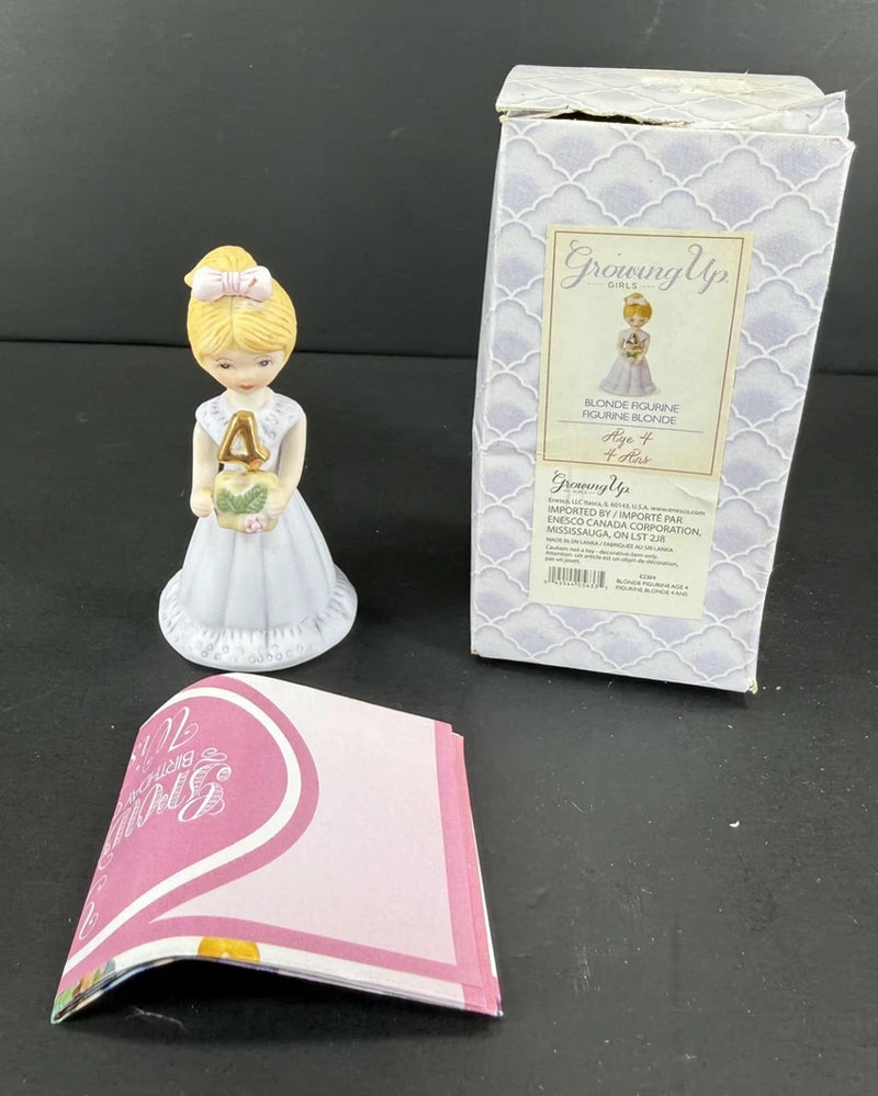 Growing Up Birthday Girls E-2304 Blonde Figurine Age 4 Enesco Home Display Decor Model