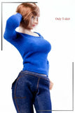 Fashion Model Blue Long Sleeve T-shirt For 1/6 Scale 12" Action Figure Lady Model