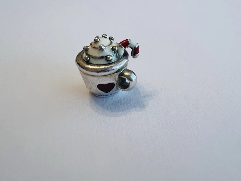Authentic Pandora Sterling Silver & Enamel Hot Chocolate Mug Charm-Retired Charms
