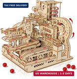 3D Wooden Puzzles Marble Run Model Building Kit, 372PCS DIY City Mechanical Trac Model