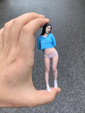 1/18 1/16 1/12  Sexy Blue Shirt Girl Scene Miniatures Figure Doll For Cars Model Model