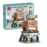 XMORK Cities Repair Shop Building Blocks Set 1637PCS 2-in-1 Light Kit 20203 Model