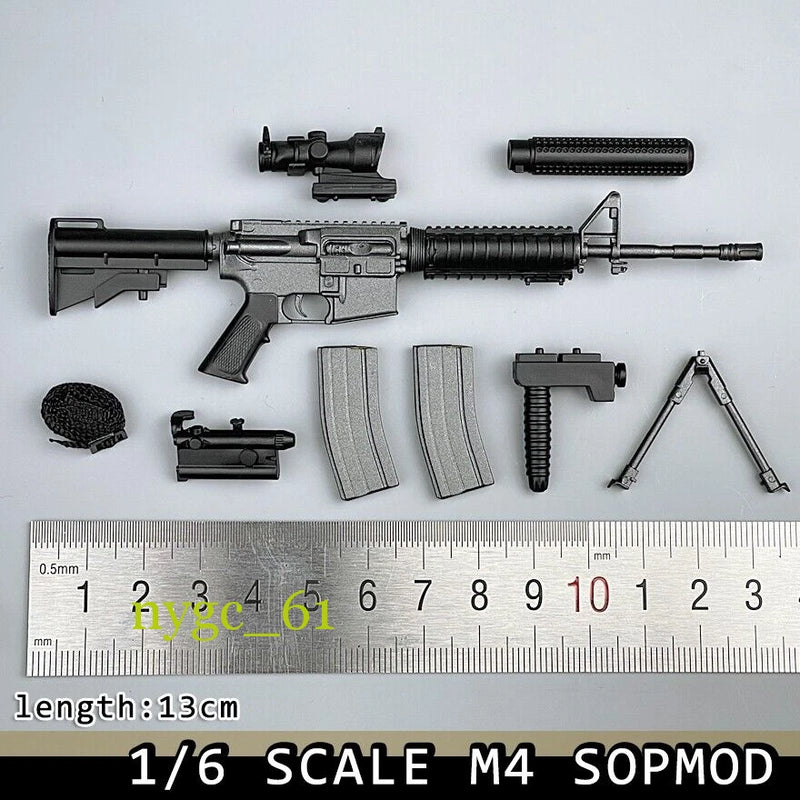 1:6 WWII M4 SOPMOD Gun Rifle Weapon Model For 12" soldier Action Figure Toy Model