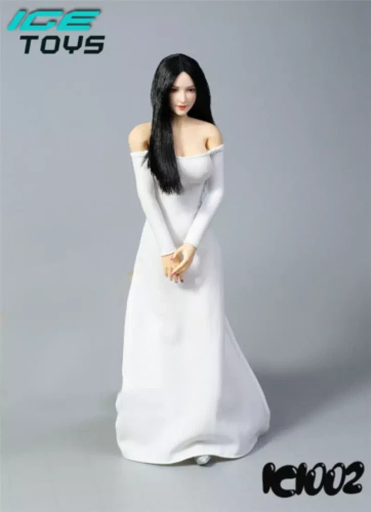 1/6 Female White Long Dress Costume Action Figure Model Clothes For 12" Figure Model
