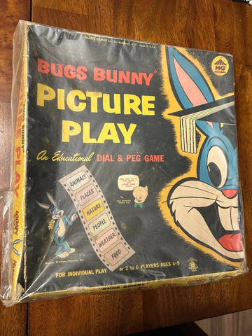 Harett Gilmar Bugs Bunny Picture Play Vintage Board Game Educational Dial Peg Model