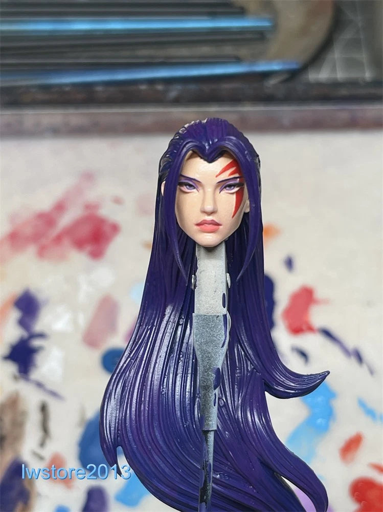 1/6 1/12 1/18 Psylocke Girl Head Sculpt For 12" 6" 3.75" Female Figure Body Toys Model