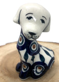 Polish Pottery Puppy Dog Figurine Statue 3.5¡± x 2"x  2¡± Peacock Modell