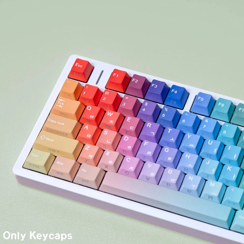 Jaycomia 131-Key PBT Rainbow Gradient Keycaps Cherry Profile Shine-Through Model