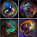 Diamond Painting Kits for Adults - DIY 5D Diamond Art Kits Full 4 Pack Dragon Model