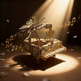 Wooden Piano Cello Music Box Puzzle DIY Assembly Model Desktop Gift New Model