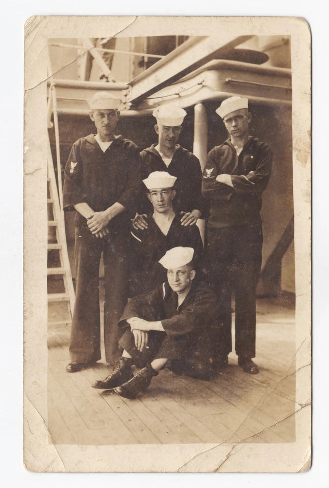 Vintage Photo Of U.S. Navy Sailors On-Board Naval Ship In Florida c1918 WW1 Model