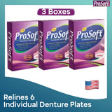 ProSoft Denture Reline Kit 3 Pack-Soft, Zinc-Free-6 Relines-Easy DIY-Made In USA Model