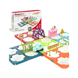 PicassoTiles 85pc Rotating Reversible Race Car Track Builder Set Dino Vehicle Model