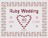 Cross Stitch Wedding Anniversary Sampler Kit or Pattern - Florashell - Ruby Model