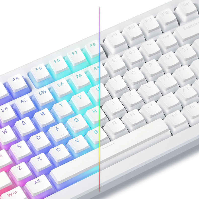Pudding Keycaps, White PBT Keycaps 60 65 75 100 Percent, 130 Keys Shine Throu... Model