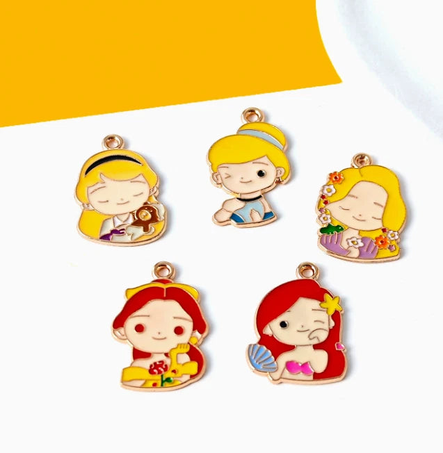 50 PCS Cartoon Metal Charms DIY Earring Keychain Jewelry Making Pendants Charms